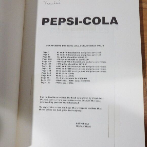 2 1990 Pepsi-Cola Collectibles Price Guides Bill Vehling Michael Hunt Reference - Picture 6 of 10